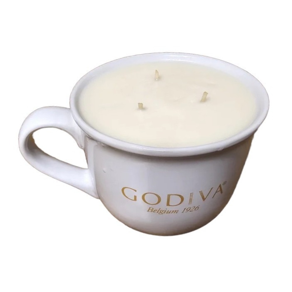 Handmade Hot Chocolate Scented Candle in Godiva Ceramic Mug 3 Cotton Wicks